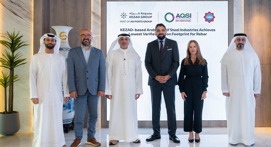 KEZAD Based Arabian Gulf Steel Industries Achieves Lowest Verified Carbon Footprint For Rebar